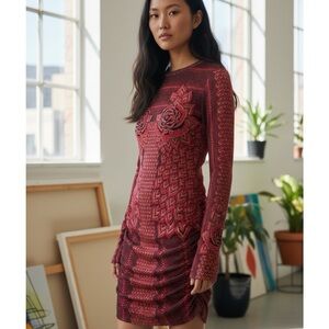 AFRM Red and Black Long Sleeve Dress